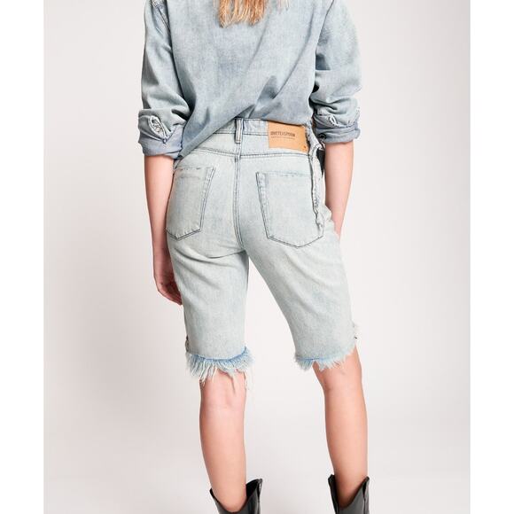 New One Teaspoon Salty Dog Cutoff Trucker Shorts $112 SIZE 26 Distressed - Picture 9 of 9